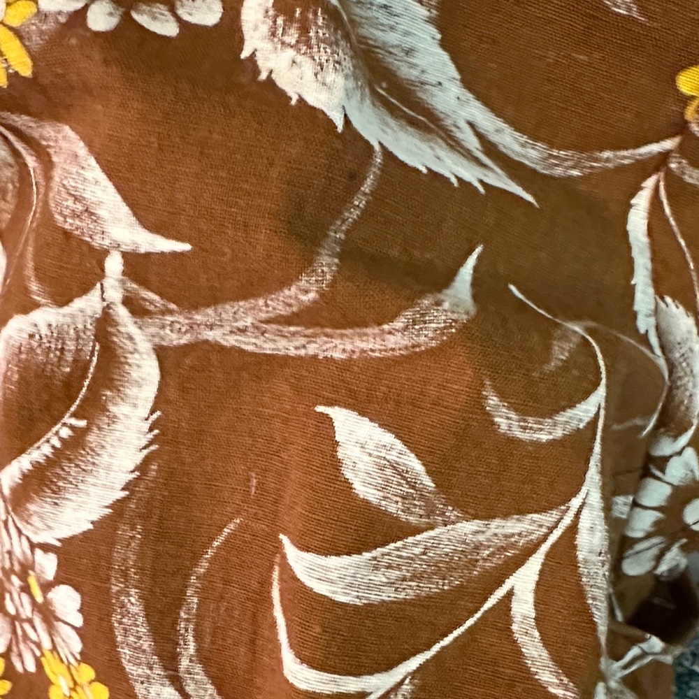 Vintage Brown Floral Barkcloth fabric cropped top - Picture 10 of 10